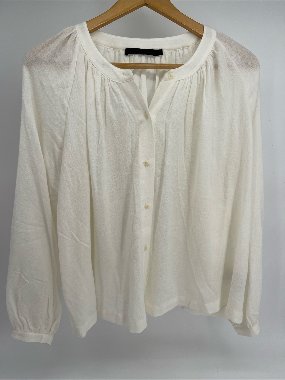 Jenni Kayne Willow Ivory Button-Front Long-Sleeve Women’s Blouse Size Medium